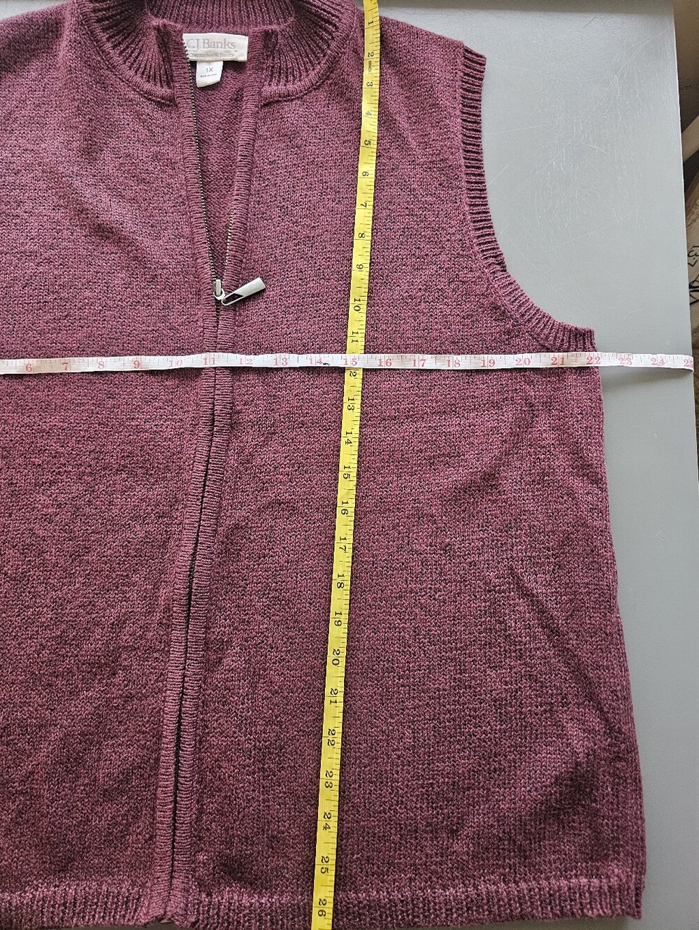 Cj Bank Plus Zip Up Sweater Vest Sz 1x - Picture 3 of 4